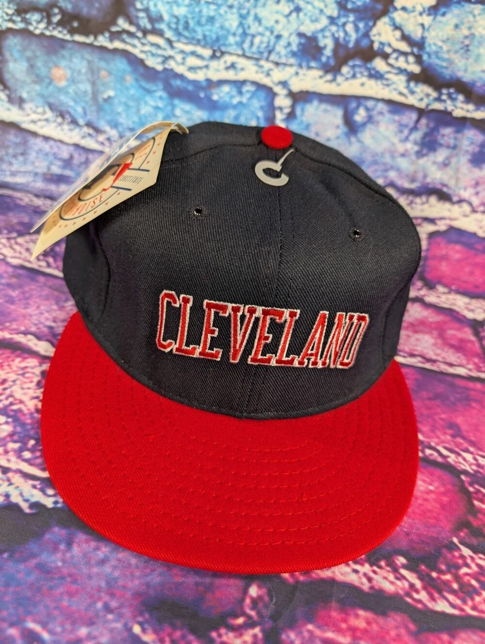Vintage Annco Pro Line Cleveland Indians Spellout Hat New Nwt Size 7 1/8
